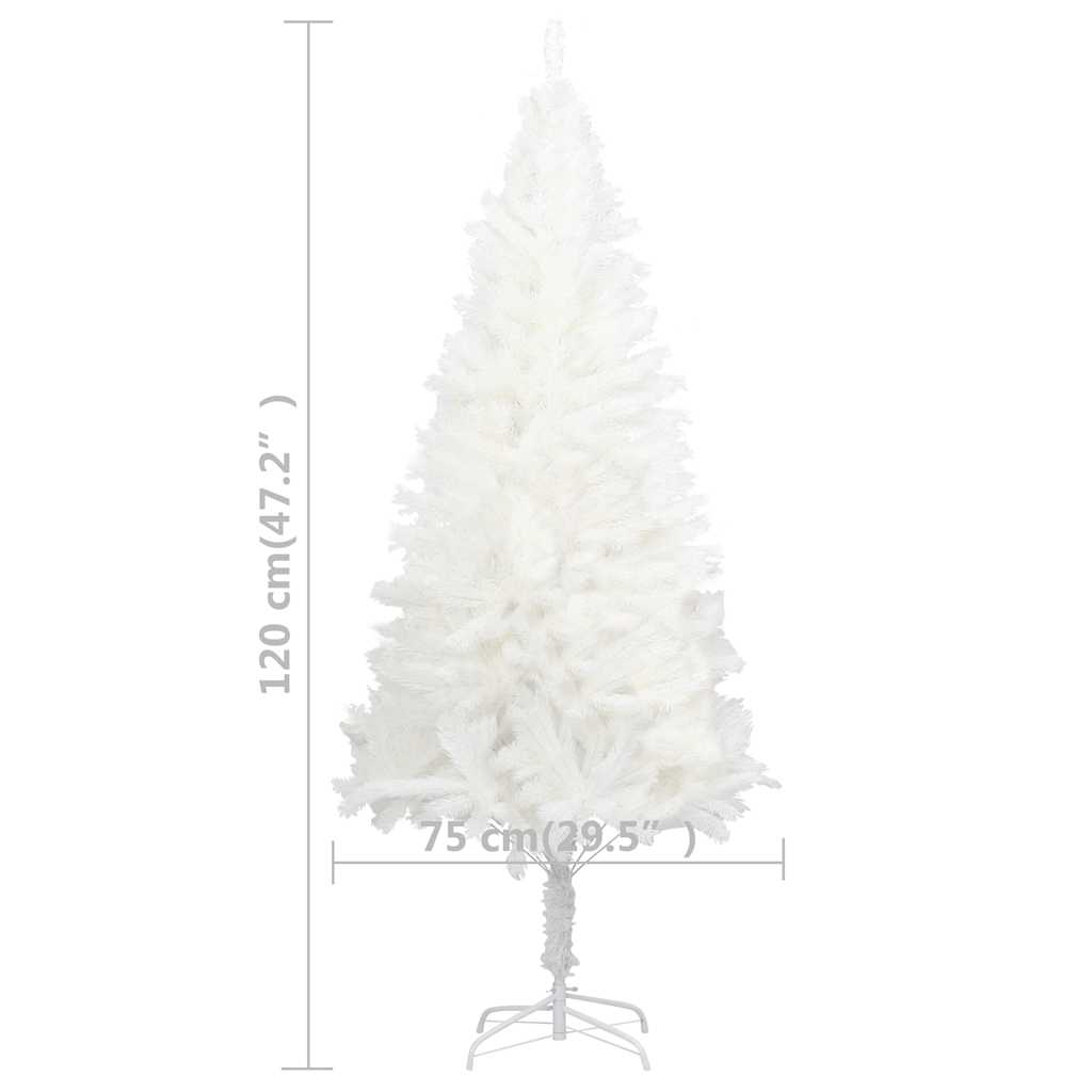 kunstigt juletræ med lys og kuglesæt 120 cm hvid