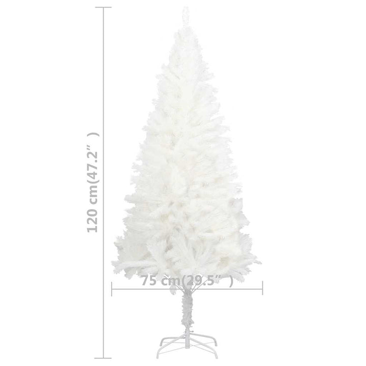 kunstigt juletræ med lys og kuglesæt 120 cm hvid