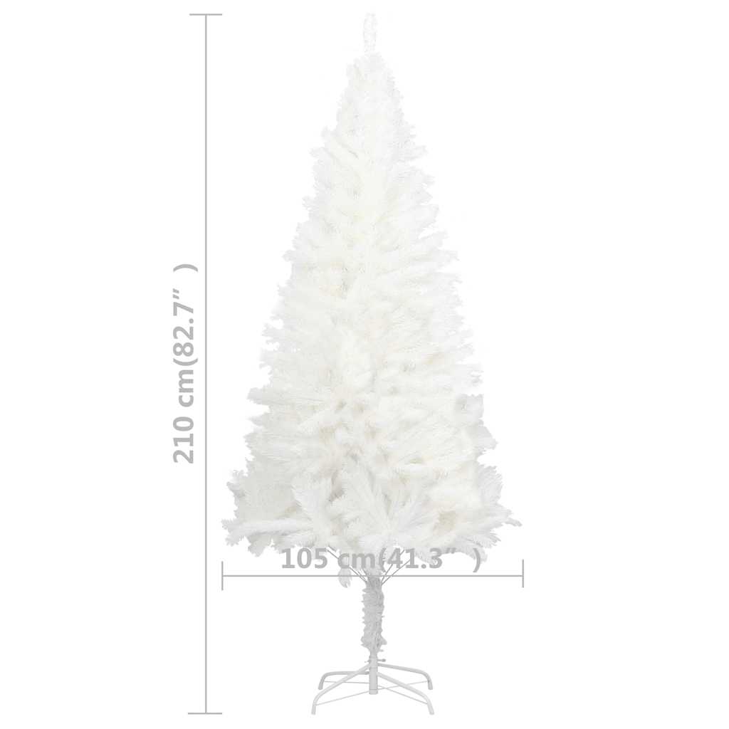 kunstigt juletræ med lys og kuglesæt 210 cm hvid