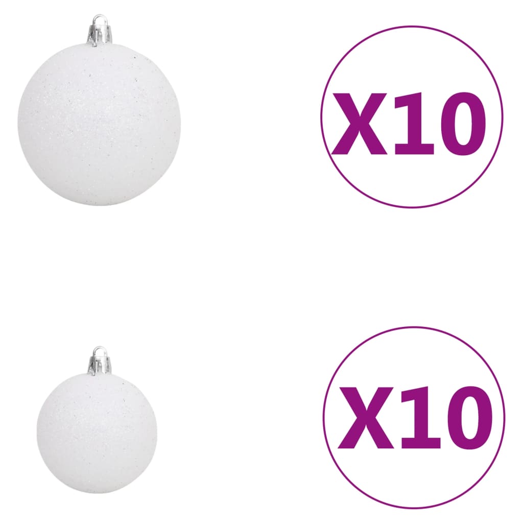 kunstigt juletræ med lys og kuglesæt 240 cm hvid