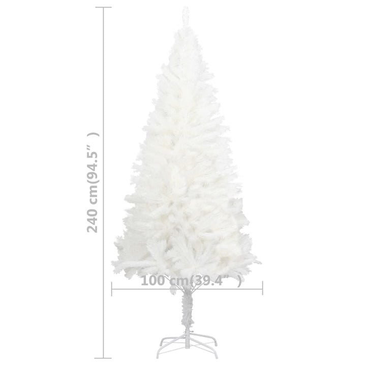 kunstigt juletræ med lys og kuglesæt 240 cm hvid