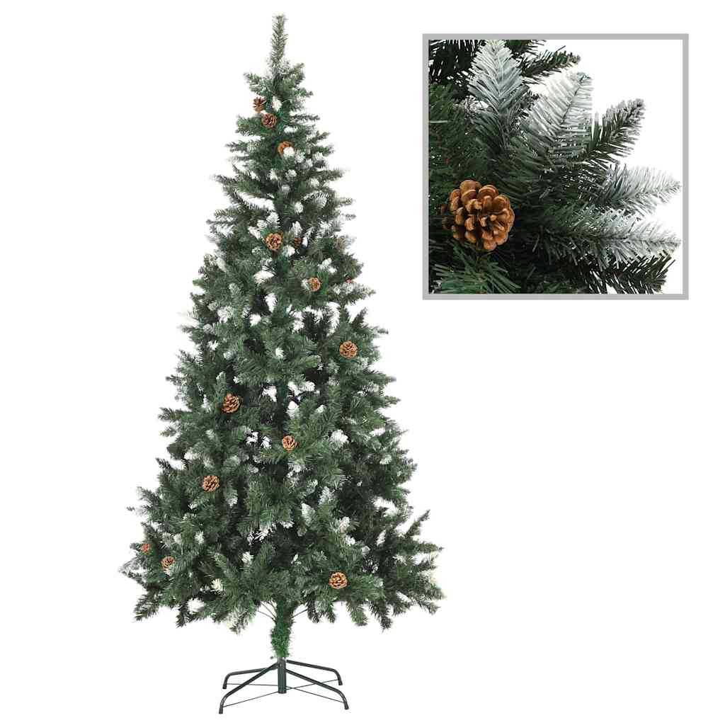 juletræ med lys + julekugler og grankogler 210 cm