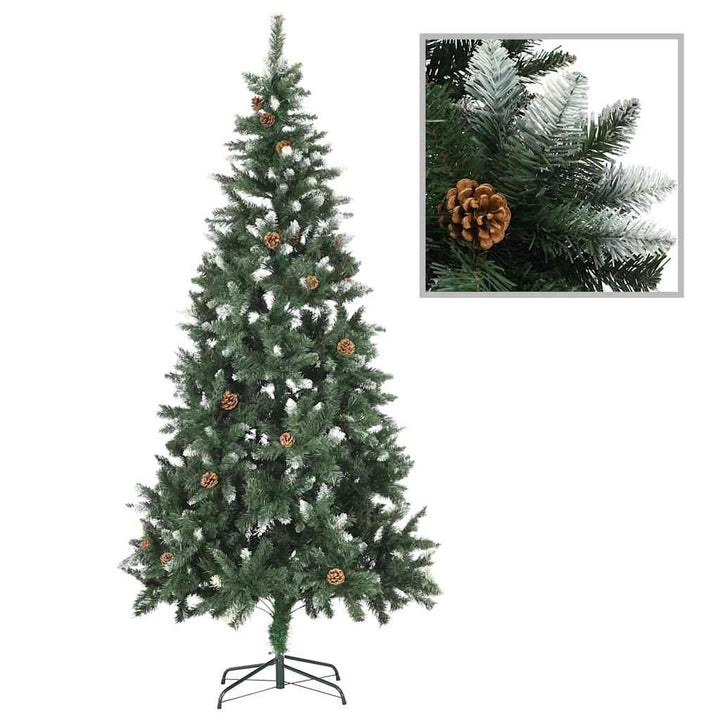 juletræ med lys + julekugler og grankogler 210 cm