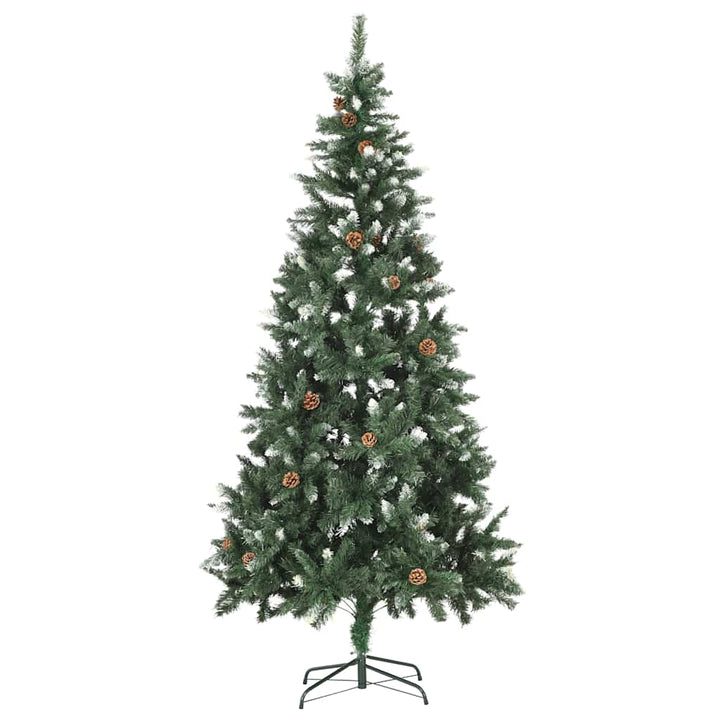 juletræ med lys + julekugler og grankogler 210 cm