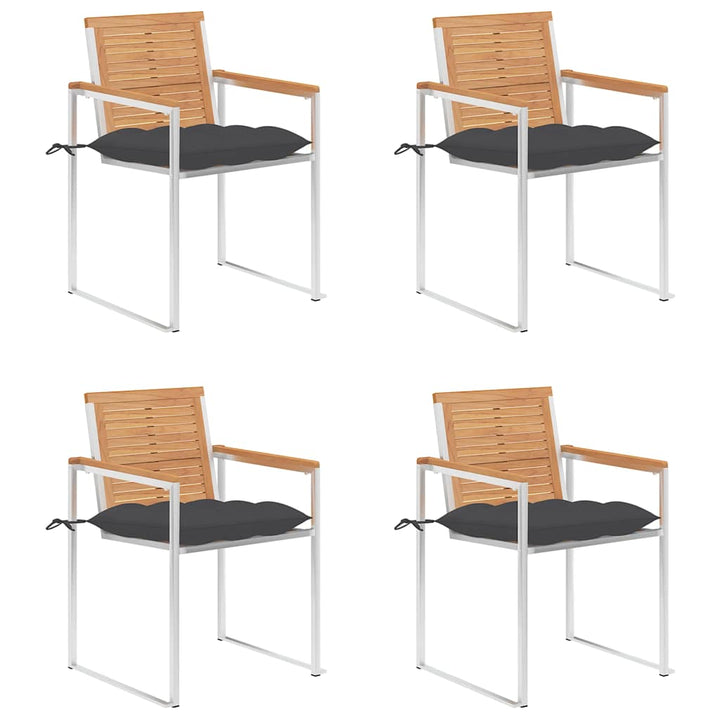 havestole 4 stk. med hynder massivt teaktræ