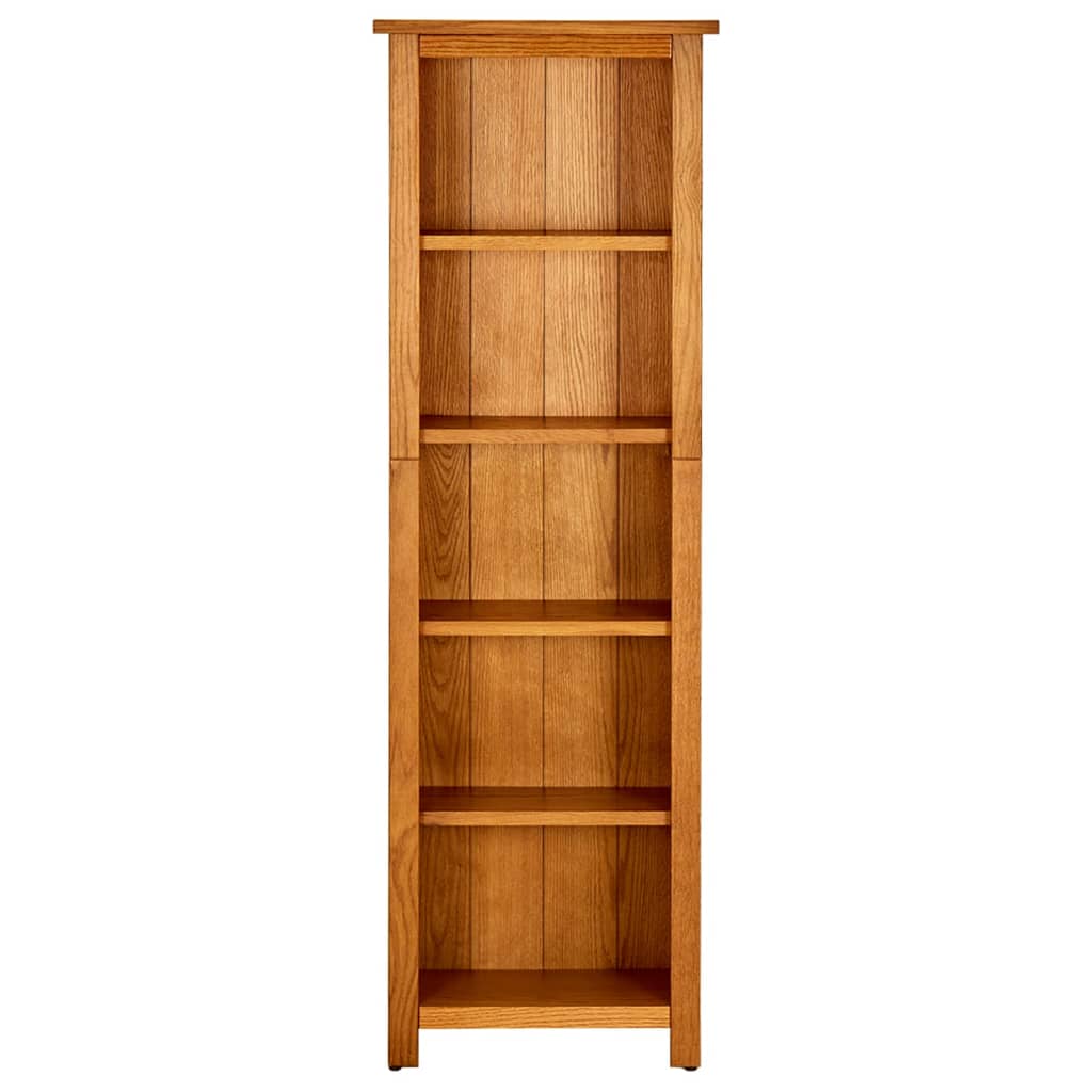 bogreol med 5 hylder 45x22x140 cm massivt egetræ