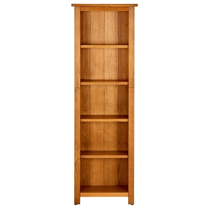 bogreol med 5 hylder 45x22x140 cm massivt egetræ