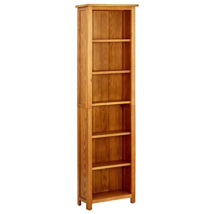 bogreol med 6 hylder 52x22x180 cm massivt egetræ