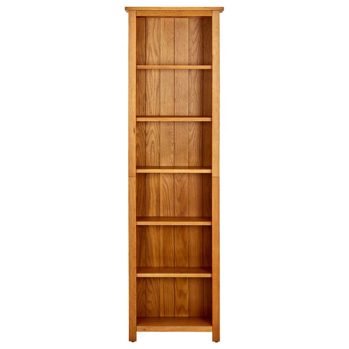 bogreol med 6 hylder 52x22x180 cm massivt egetræ