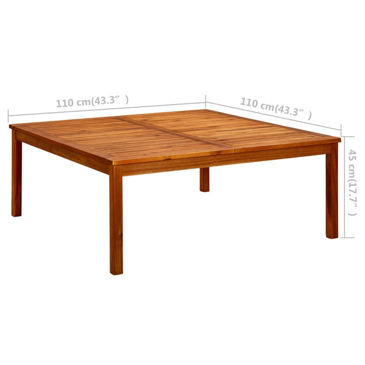 sofabord til haven 110x110x45 cm massivt akacietræ
