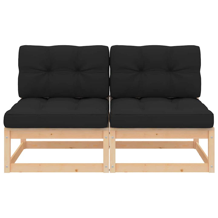 midtermoduler til havesofa 2 stk. med hynder massivt fyrretræ