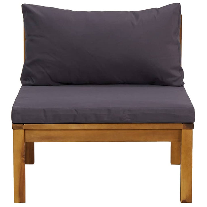 sofasæt 2 dele med mørkegrå hynder massivt akacietræ