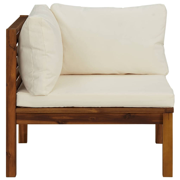 sofasæt 2 dele med cremehvide hynder massivt akacietræ