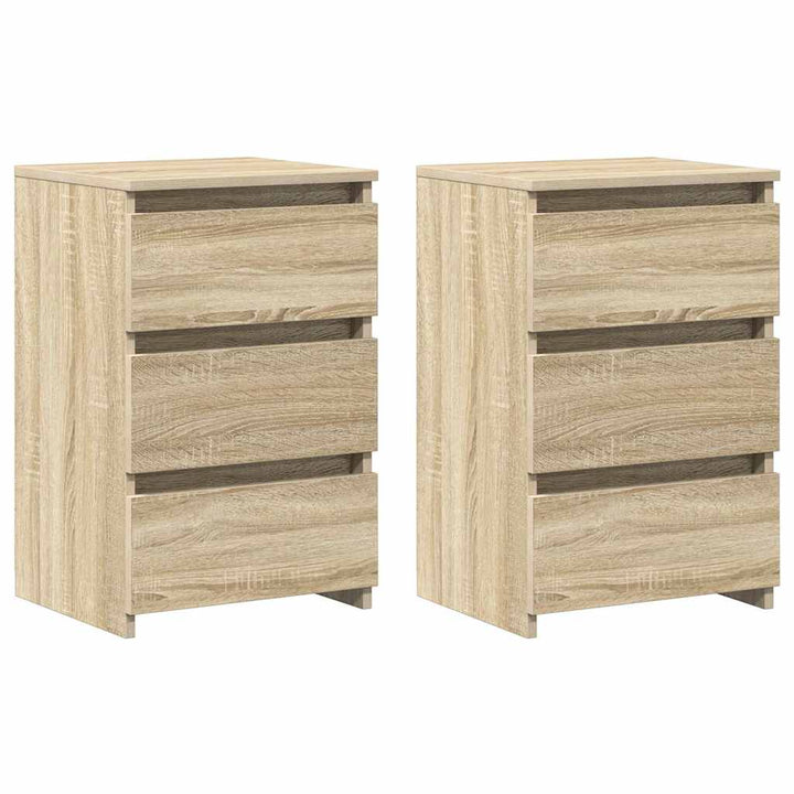 sengeborde 2 stk. 40x35x62,5 cm konstrueret træ egetræsfarvet
