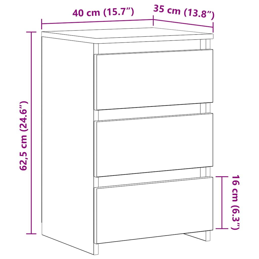 natborde 2 stk. 40x35x62,5 cm konstrueret træ hvid højglans