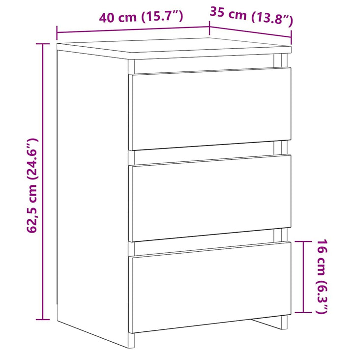 natborde 2 stk. 40x35x62,5 cm konstrueret træ hvid højglans
