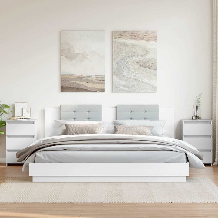 natborde 2 stk. 40x35x62,5 cm konstrueret træ hvid højglans