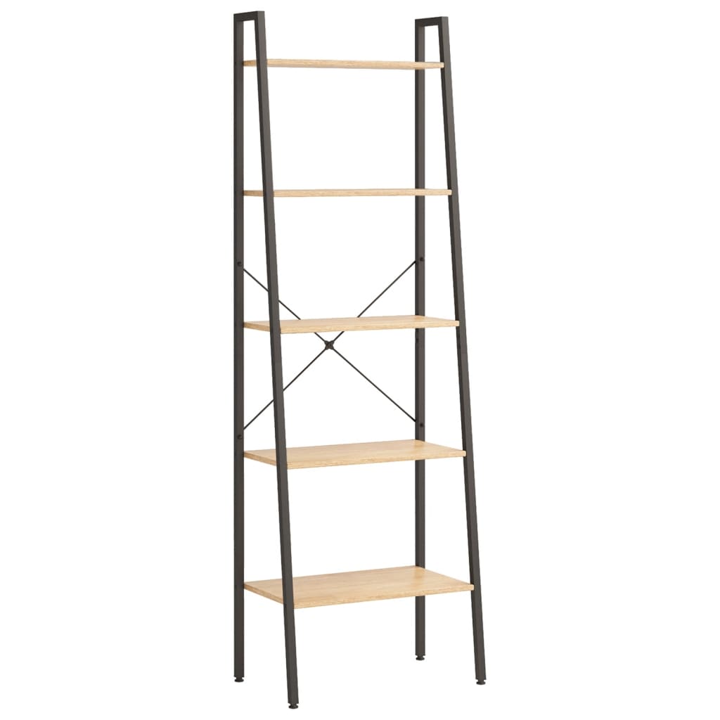 stigereol med 5 hylder 56x35x174 cm lysebrun og sort