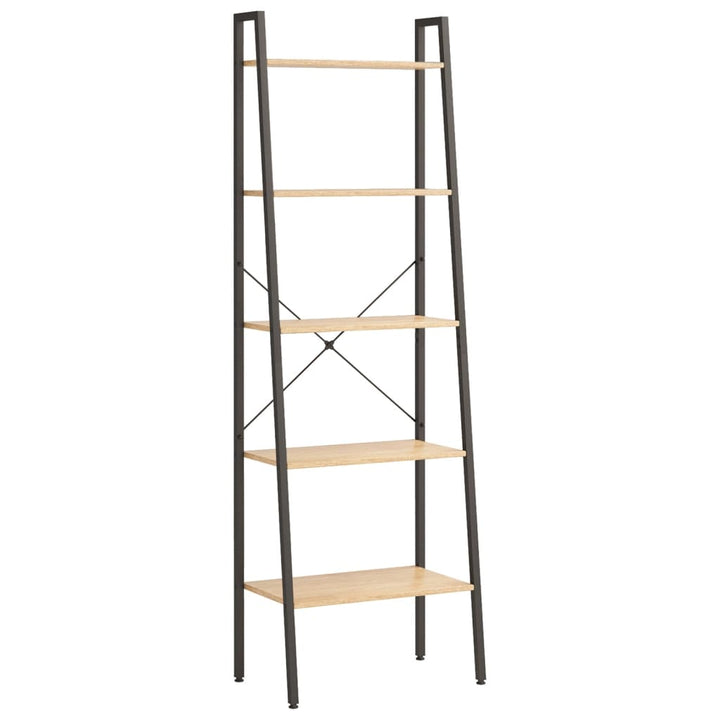 stigereol med 5 hylder 56x35x174 cm lysebrun og sort