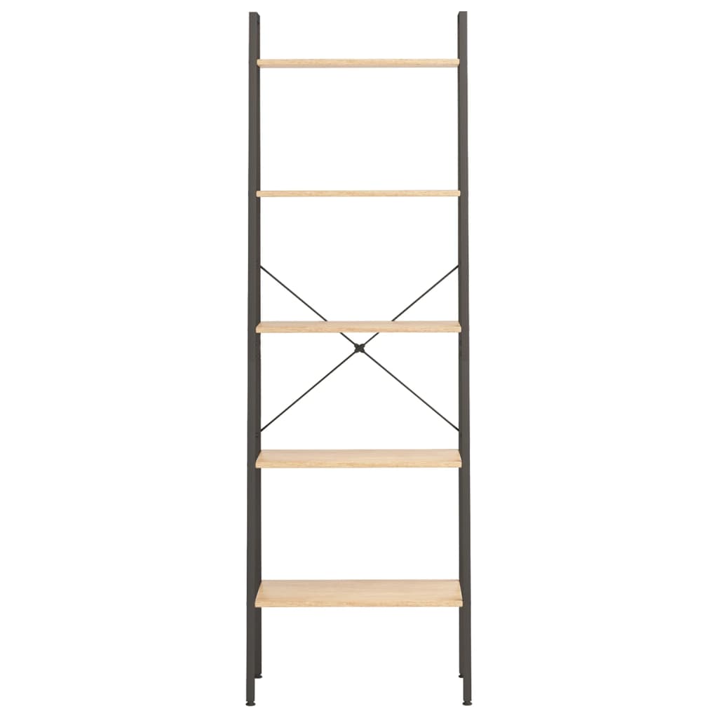 stigereol med 5 hylder 56x35x174 cm lysebrun og sort
