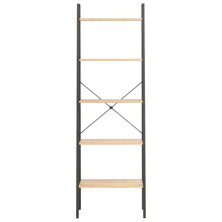 stigereol med 5 hylder 56x35x174 cm lysebrun og sort