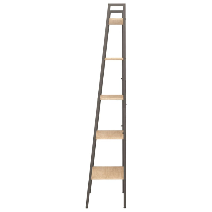 stigereol med 5 hylder 56x35x174 cm lysebrun og sort
