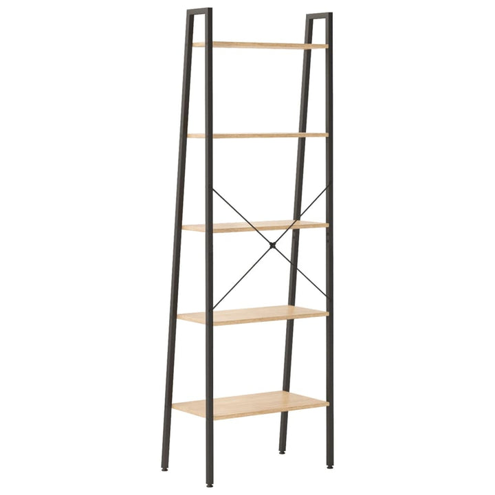 stigereol med 5 hylder 56x35x174 cm lysebrun og sort