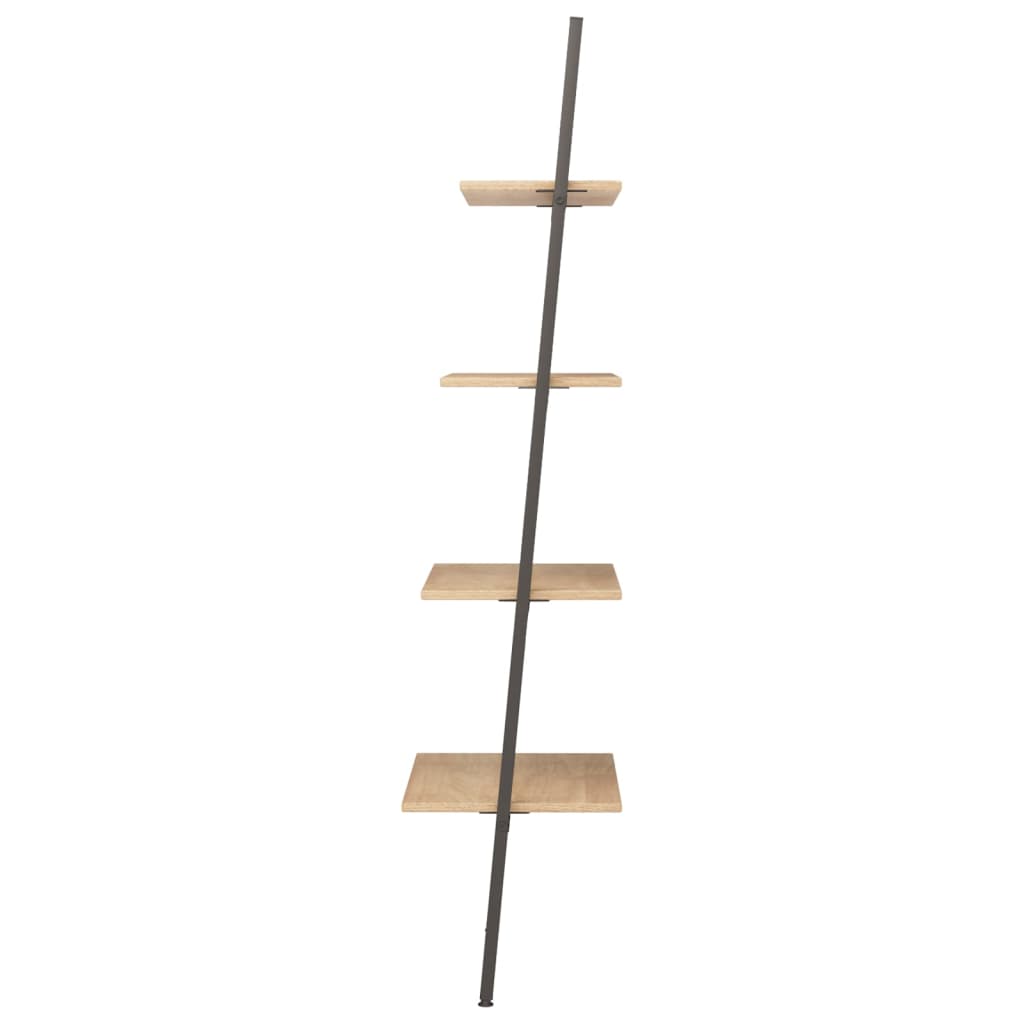 stigereol med 4 hylder 64x34x150,5 cm lysebrun og sort