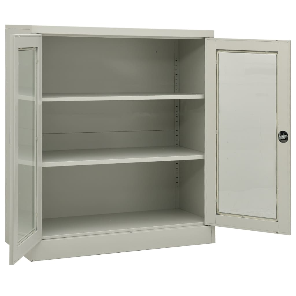 kontorskab 90x40x105 cm stål lysegrå