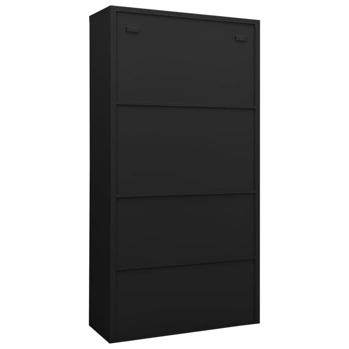 kontorskab 90x40x180 cm stål sort