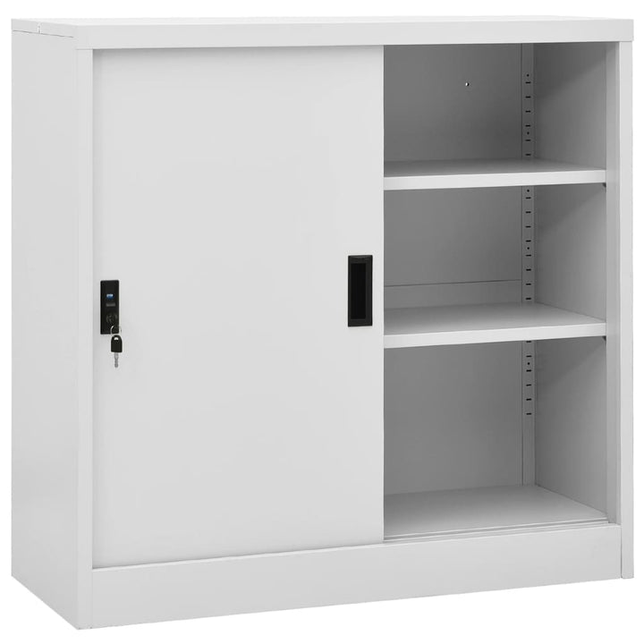 kontorskab med skydedøre 90x40x90 cm stål lysegrå