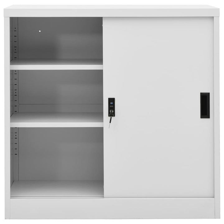 kontorskab med skydedøre 90x40x90 cm stål lysegrå