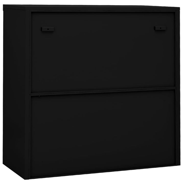 kontorskab med skydedøre 90x40x90 cm stål sort