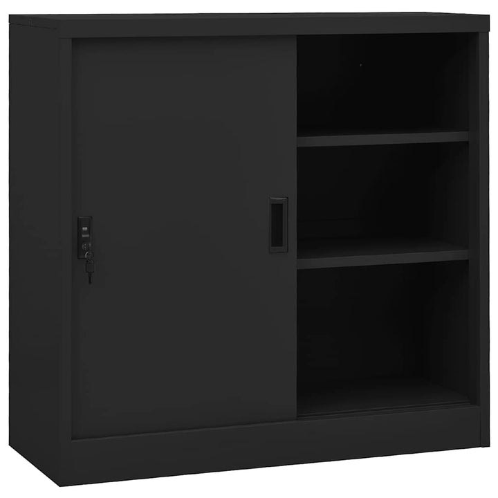 kontorskab med skydedøre 90x40x90 cm stål antracitgrå
