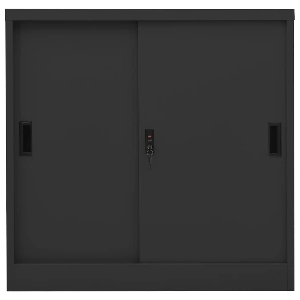 kontorskab med skydedøre 90x40x90 cm stål antracitgrå