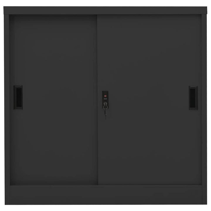 kontorskab med skydedøre 90x40x90 cm stål antracitgrå