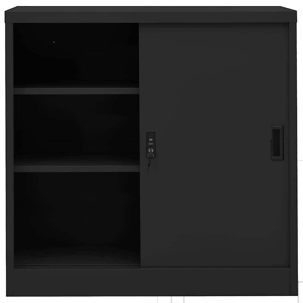 kontorskab med skydedøre 90x40x90 cm stål antracitgrå