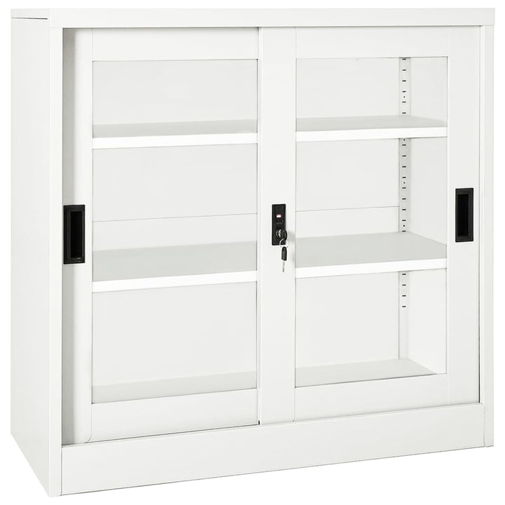 skab med skydelåger 90x40x90 cm stål hvid