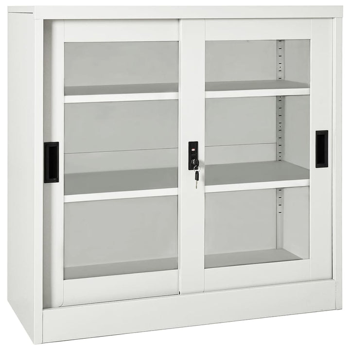 skab med skydelåger 90x40x90 cm stål lysegrå