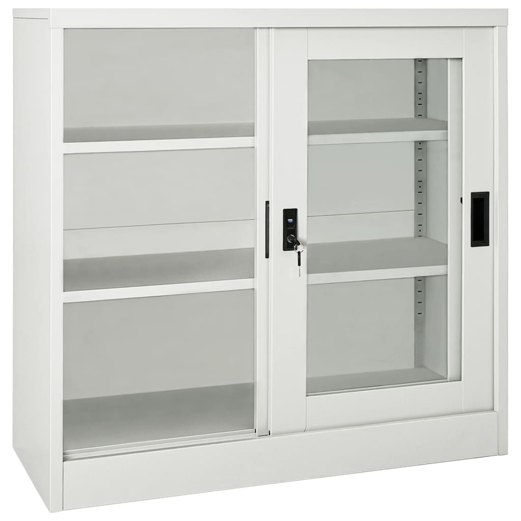 skab med skydelåger 90x40x90 cm stål lysegrå
