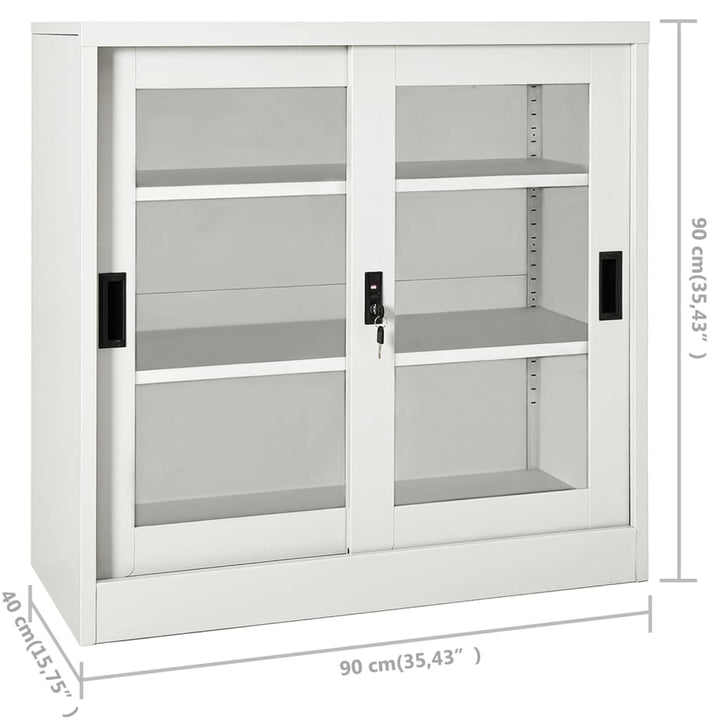 skab med skydelåger 90x40x90 cm stål lysegrå