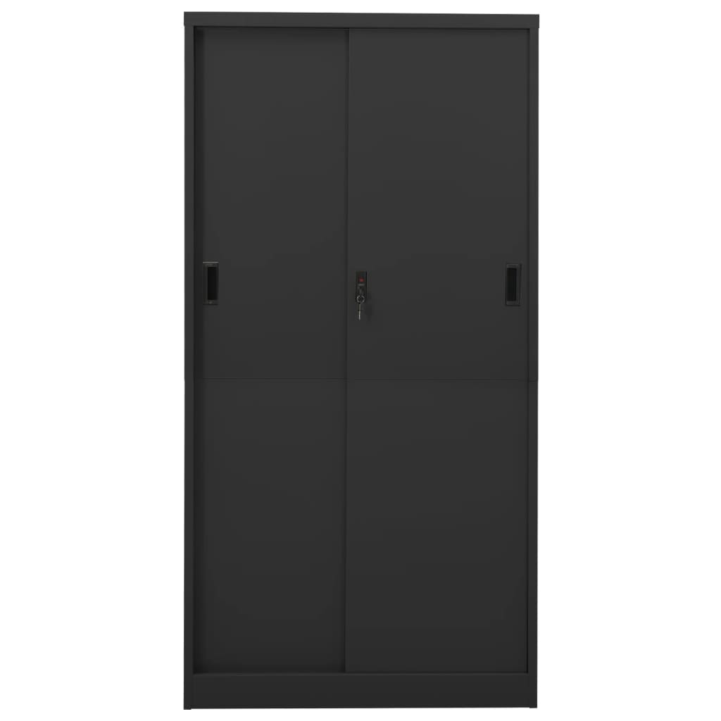 kontorskab med skydelåger 90x40x180 cm stål antracitgrå