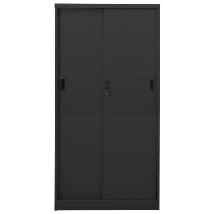 kontorskab med skydelåger 90x40x180 cm stål antracitgrå