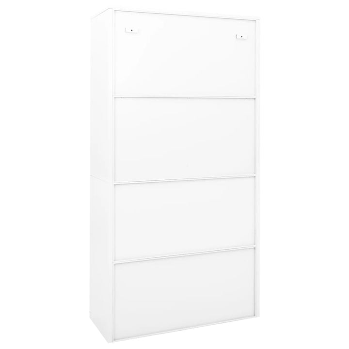 kontorskab med skydelåger 90x40x180 cm stål hvid