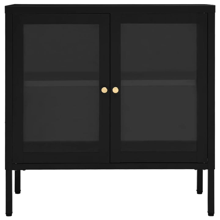 skænk 70x35x70 cm stål og glas sort