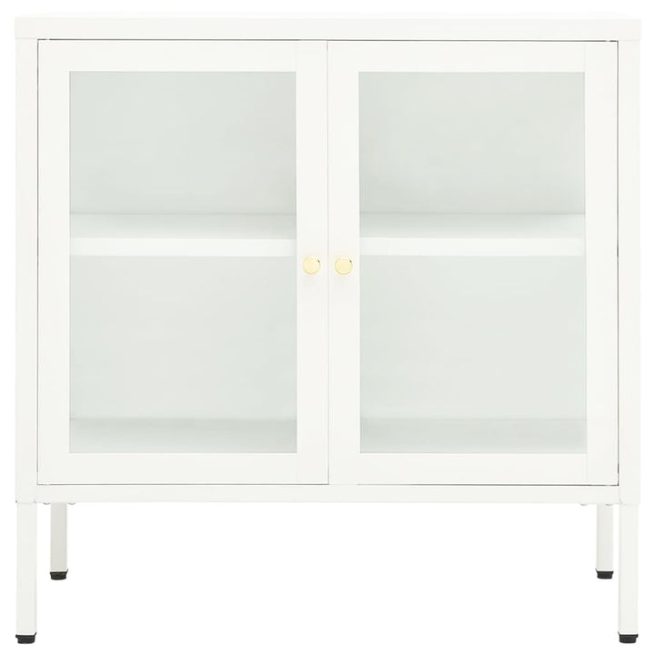 skænk 70x35x70 cm stål og glas hvid