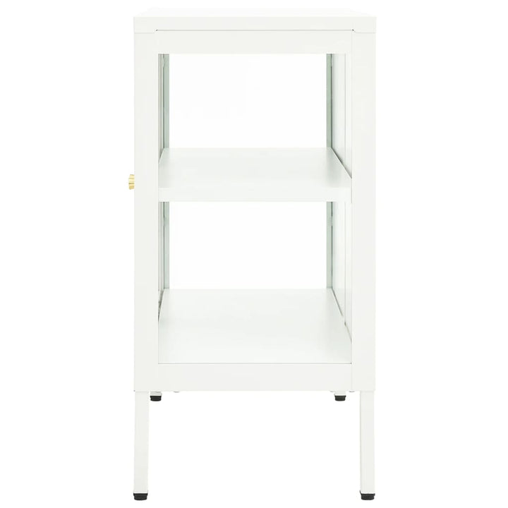 skænk 70x35x70 cm stål og glas hvid
