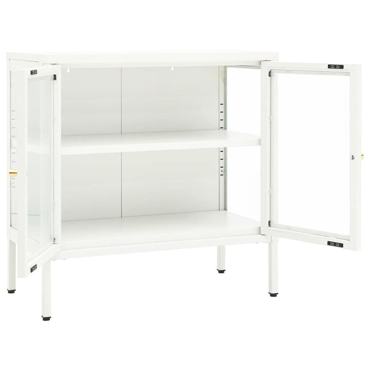 skænk 70x35x70 cm stål og glas hvid