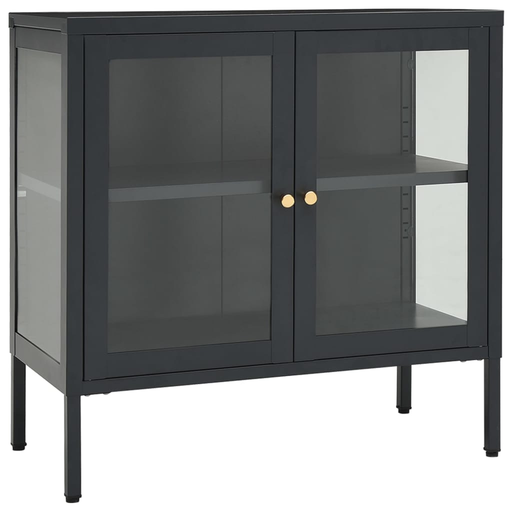 skænk 70x35x70 cm stål og glas antracitgrå