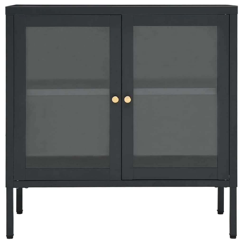 skænk 70x35x70 cm stål og glas antracitgrå